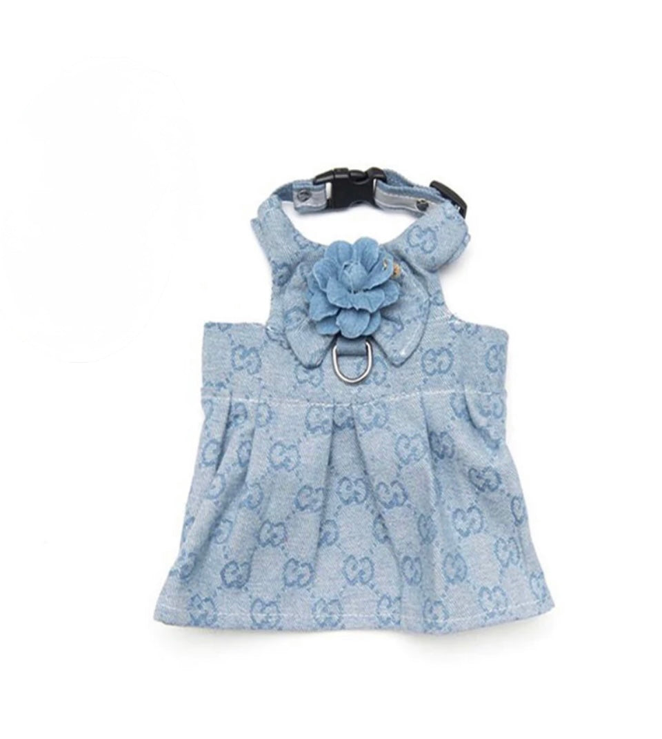 Denim Butterfly Harness Skirt & Leash