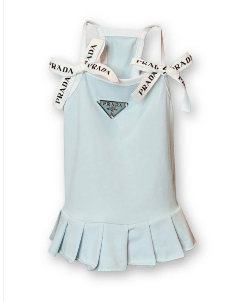 PAWDA DRESS  stretchy with pleated skirt & Bow Strap Details