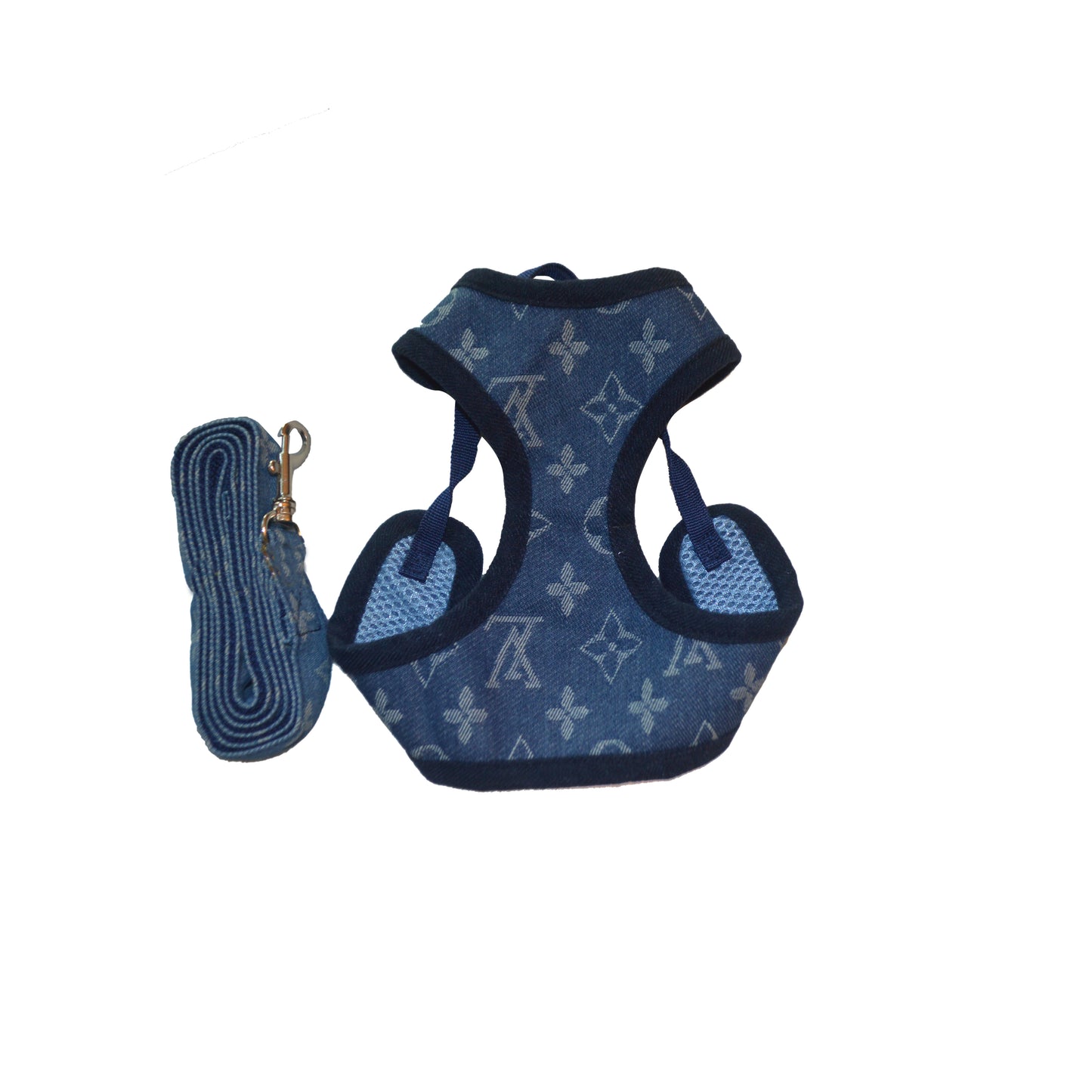 V Denim Harness & Leash